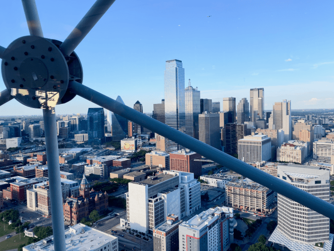 the Dallas skyline from Crowne Block