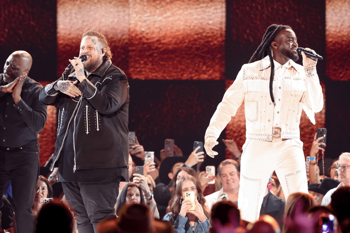 Two guys performing on stage